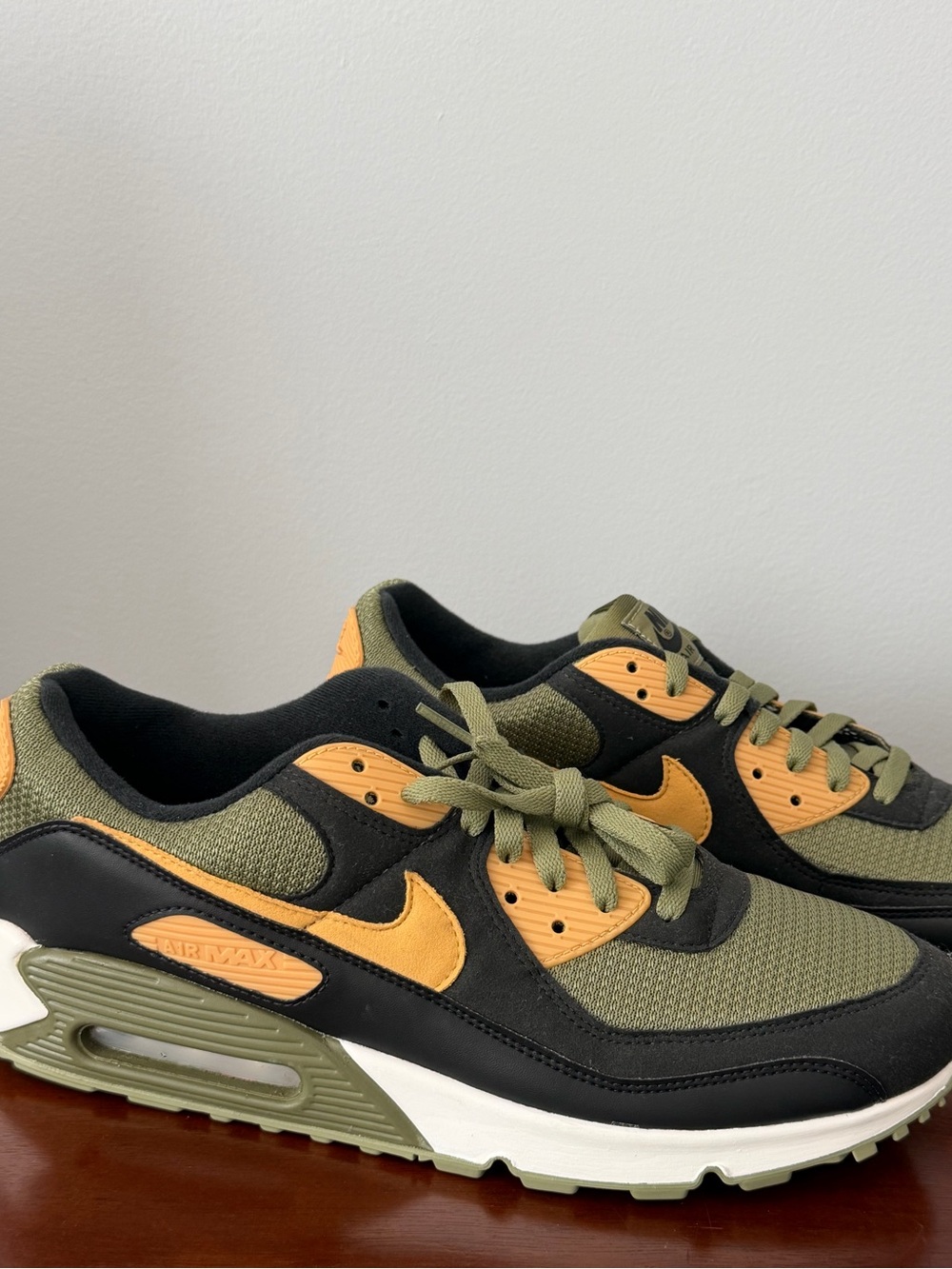 Nike Men’s Air Max Low-Top Sneakers in Olive Green and yellow